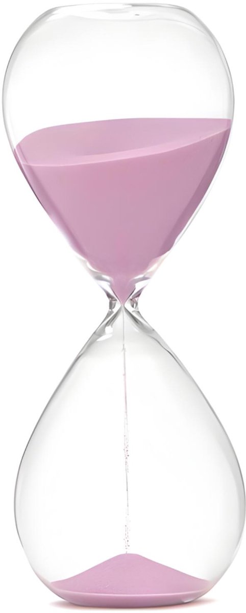 Gift Decor Zandloper cilinder XL - roze - decoratie of tijdsmeting - 30 minuten - glas - D8 x H25 cm