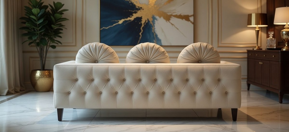 Luxe Fluweel Bank – Crème – Industrohome