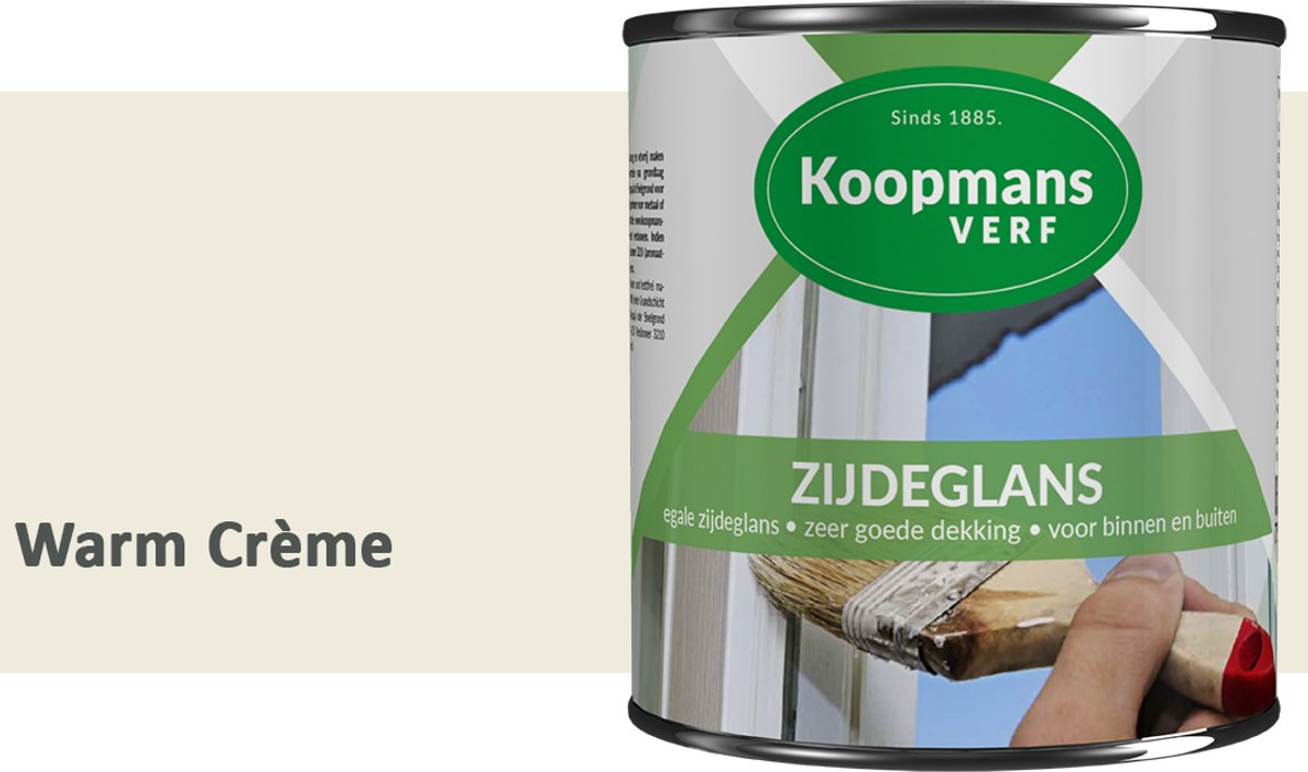 Koopmans Zijdeglans Lakverf – Binnen & Buiten – Kras- en Stootvast – Hoge Dekkracht – Voor Hout, Deuren en Kozijnen – Warm Crème – 750 ml