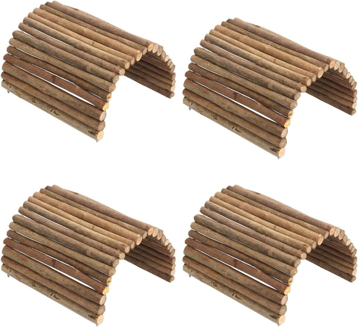 Natuurlijke Houten Klimbrug voor Terrarium, Schuilplaats en Leefruimte voor Reptielen, Dwerghamsters en Kleine Dieren, 4 Stuks Decoratie Accessoires