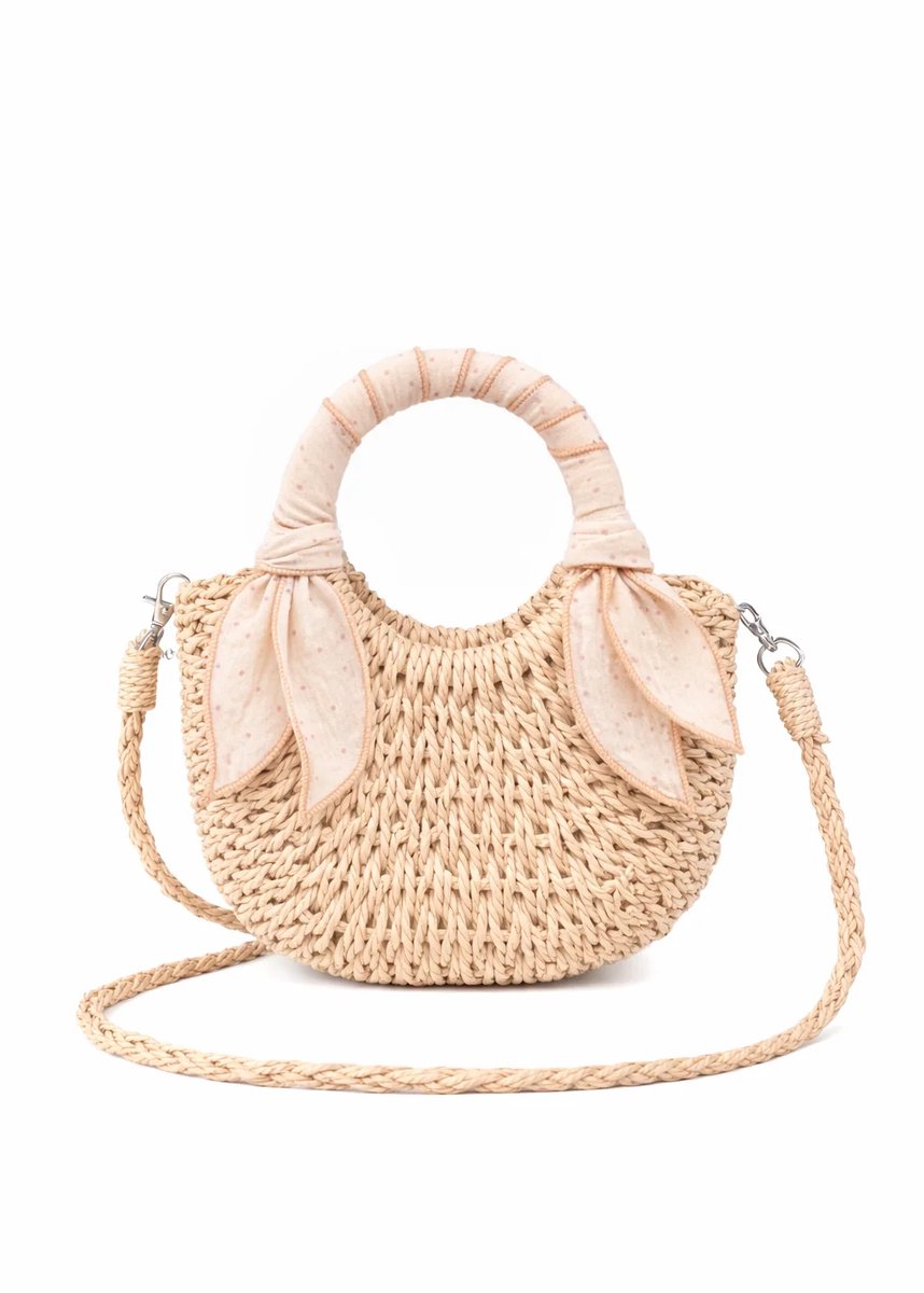 Mrs Ertha - Mini straw bag - strandtas - speelgoed - kinder tasje - Petite Petals