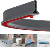 Douchestrip, zelfklevende rubberen douchestopper, 4 cm hoog, lange waterdichte vloerbarrière voor natte ruimtes, zelfklevende spatbescherming, flexibele drempel, beschermrand, voor douche, gootsteen, badkuip, 2 m, grijs | Cyslmuk®