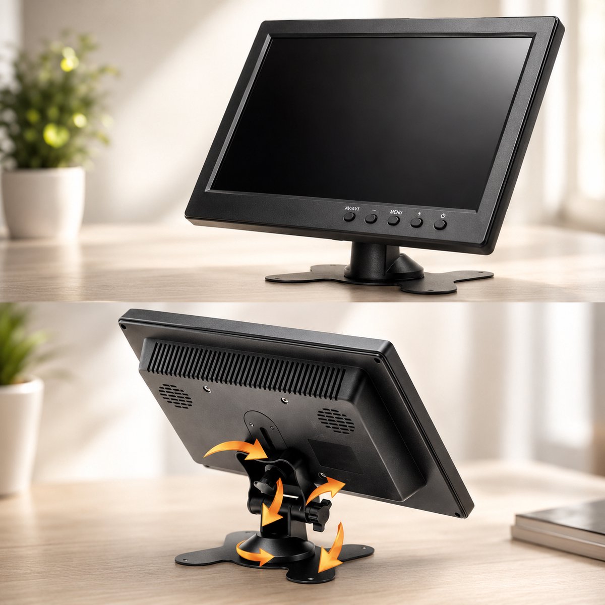 Draagbare 10,1" monitor 1024x600 HDMI VGA AV scherm compact voor werk, gaming, auto en beveiliging - Afbeelding 5
