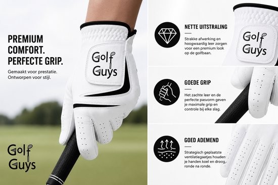 Golf Guys - Dutch Tour White XV1 - Cabretta Golfhandschoen - Linkshandig Large van Merkloos — afbeelding 3