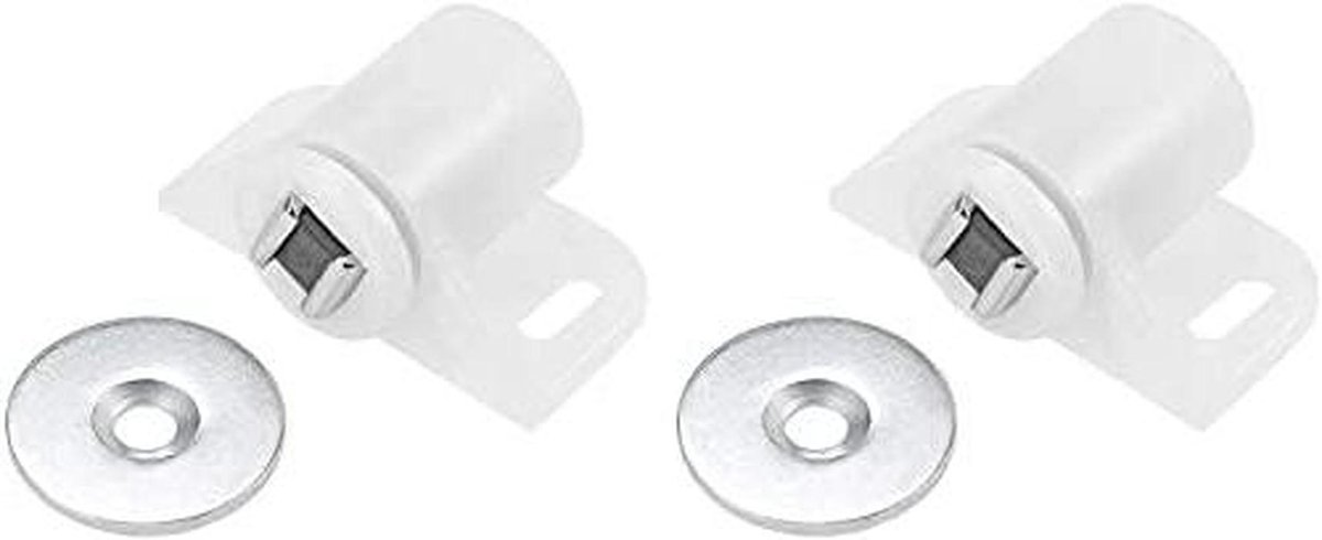 Magnetische Kastsloten - Deurvanger Vanger - Kasten Sluiten - Sterke Magneet - 35 x 22 x 17 mm - Wit Zilver