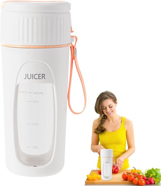 Draagbare Blender - Mixer Sapcentrifuge - Onderweg Mixen - Lekvrij Ontwerp - 340 ml - Oranje — afbeelding 5