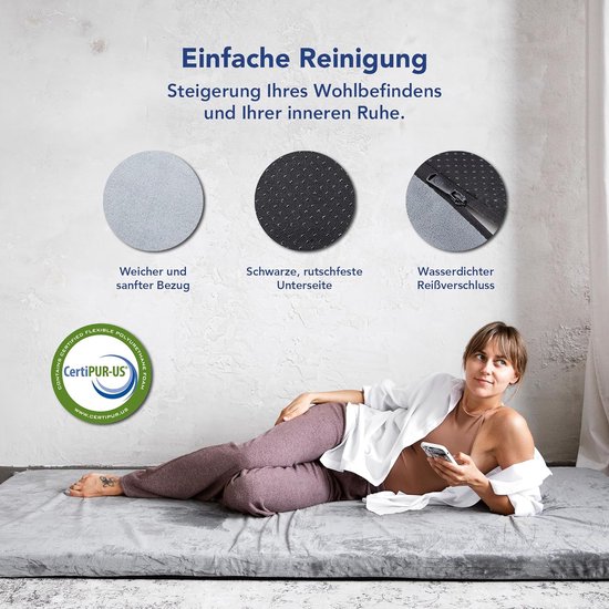 Campingmatras Traagschuim - Slaapmat Vloermat - Comfortabel Slapen - Waterdichte Coating - 90 x 200 cm - Grijs — afbeelding 4