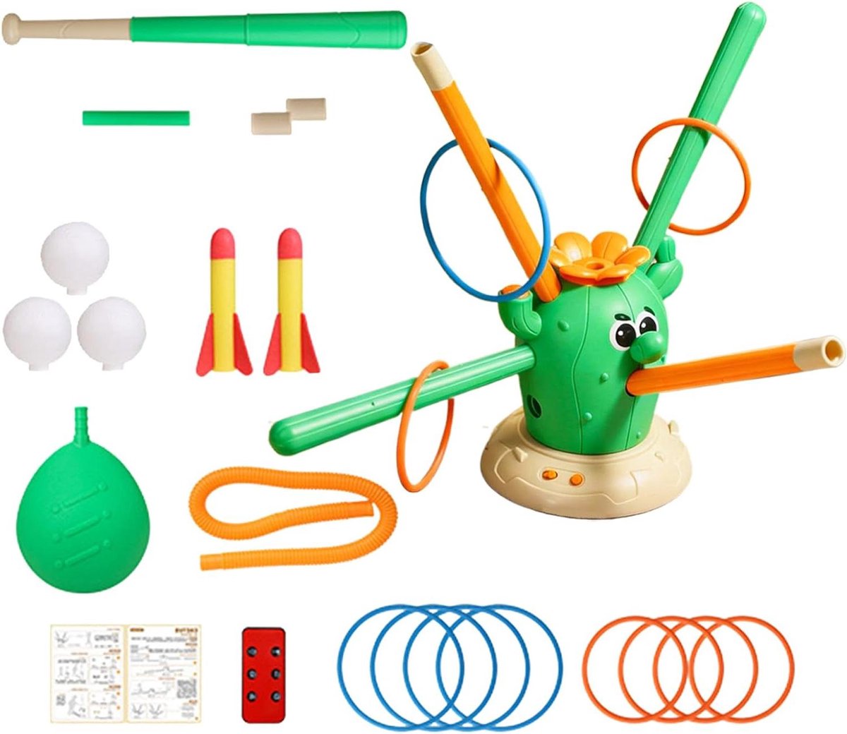 Springspeelgoed Cactus - Interactief Speelgoed - Actief Spel - 4-in-1 Spelontwerp - 27.5 x 19.3 x 19.3 cm - Groen