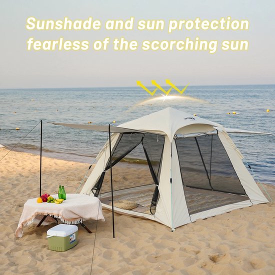 Velmio Pop-up Tent - 2/4 Persoons Tent - Waterdicht en Winddicht - Automatische Pop-up Tent - Gezinscamping en Buitenactiviteiten - 200 x 200 cm — afbeelding 3