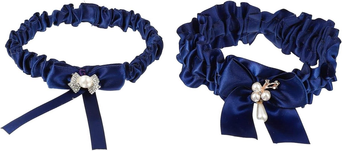 Bruids Kousenband Set - Bruids Kousenbanden - Bruiloft Accessoire - Stijlvolle Leg Band - 6.68x1.38x0.39in - Blauw