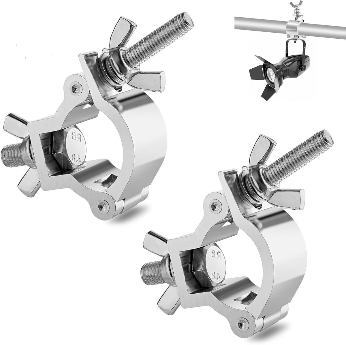 Verstelbare Klemmen voor Truss, 30-35 mm, 2 Stuks, Aluminium O-Klemmen voor Verlichting en Decoratie, 80 kg Draagvermogen