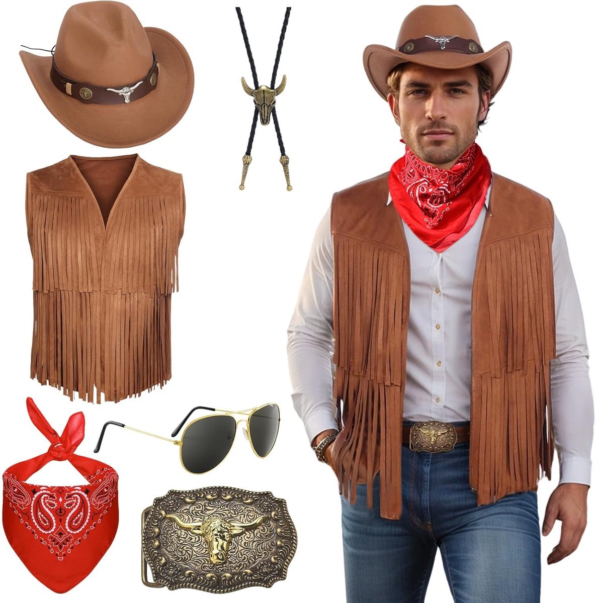 Cowgirl Kostuum voor Vrouwen met Neckerchief en Hoed - Perfect voor Raveparty en Carnaval Cosplay
