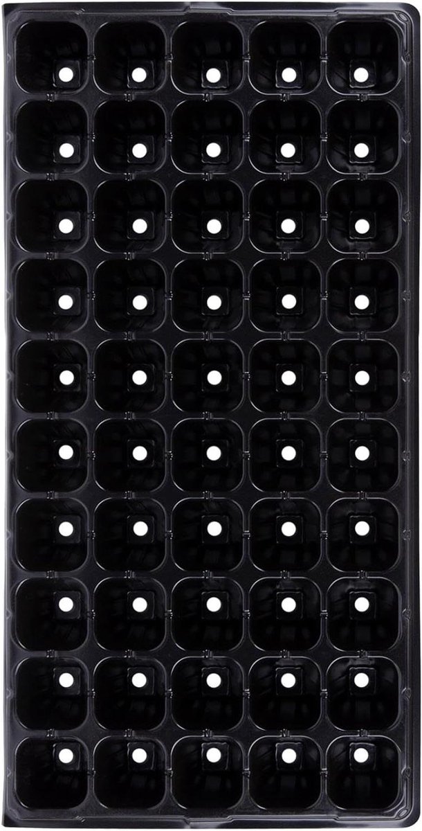 Zaadbak Plastic - Plantenbak Kiemen - Zaailingen Kweken - 50 Cellen - 28.5 x 54 cm - Zwart