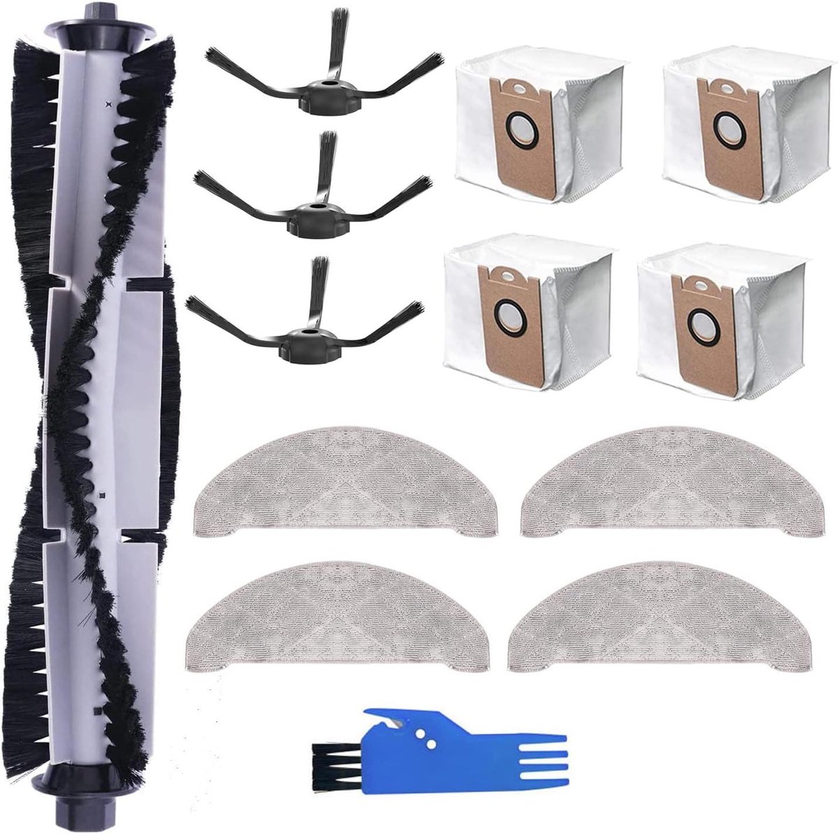 Robotstofzuiger Onderdelen - Reserveonderdelen Set - Vloeren Reinigen - Complete Set - 4 Mops 4 Zakken - Wit