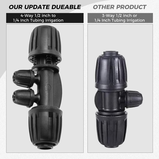 NTHProducts - 1/2 Inch naar 1/4 Inch Tubing Irrigation Fittings - Anti-lek Lock Barbed Tee Connectors - Zwart - Drip Irrigation Connectors - 20 Stuks -... van Nthproducts — afbeelding 5