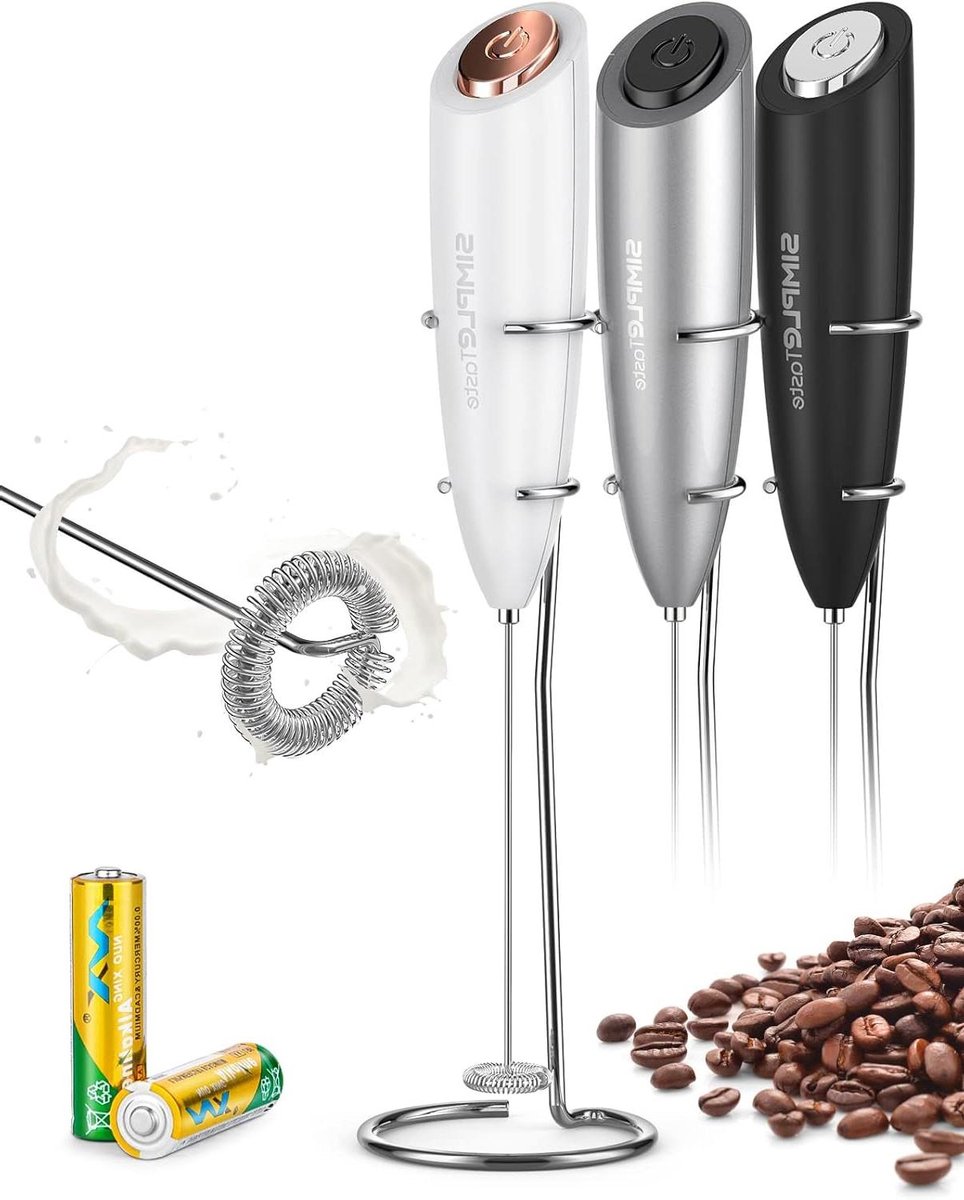 Melkopschuimer - Drankmixer - Koffie Bereiden - Draadloos Werking - Met Stand - Zilverkleurig