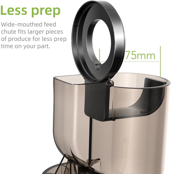 Allero Slowjuicer - Sapcentrifuge - Slow Juicer - Keukenmachine - 200W - Brede Invoer - Zwart - Tritan BPA Vrij - Sapmachine van Merkloos — afbeelding 3