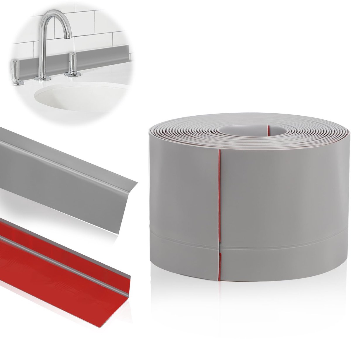 IMstore - Soft Skirting Board - Zelfklevende Plint - Eenvoudige Afwerking - Anthraciet - PVC Strip - Geschikt voor Badkamer en Keuken - 10 Meter