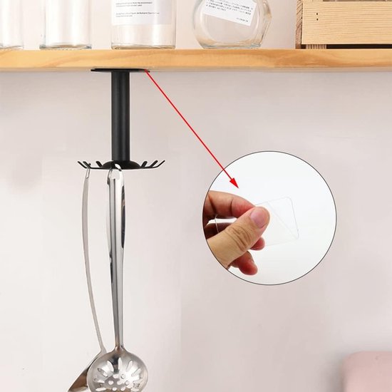 Dailygoods- Keukenhaak 360° Rotatie - Keukenhaakjes Handdoek - Roestvrij Staal - Antislip - Zelfklevend - 6 Haken van Dailygoods — afbeelding 3