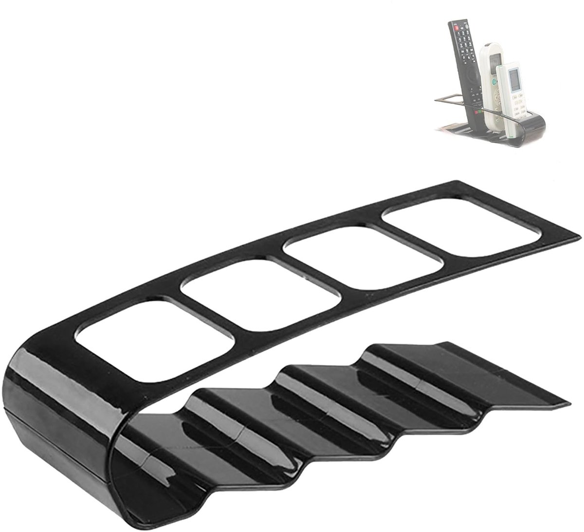 NTHProducts - Remote Control Holder - 4 Compartimenten - Creatieve Organizer - Zwart - TV Accessoires - Handig voor Sofa en Armstoel