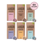 De Koffiejongens - Proefpakket - geschikt voor Nespresso - 100% biologische koffie - 6x10 composteerbare koffiecups