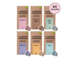 De Koffiejongens - Proefpakket - geschikt voor Nespresso - 100% biologische koffie - 6x10 composteerbare koffiecups