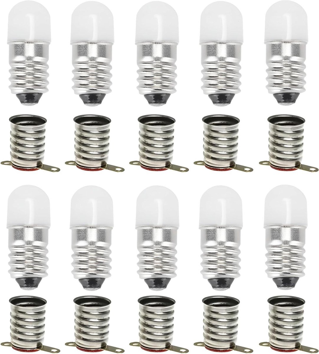 E10 LED Lampen - Schroeflampen Miniatuur - Apparatuur Inspectie - Energiebesparend Stootvast - 6 V 10 stuks - Warm Wit