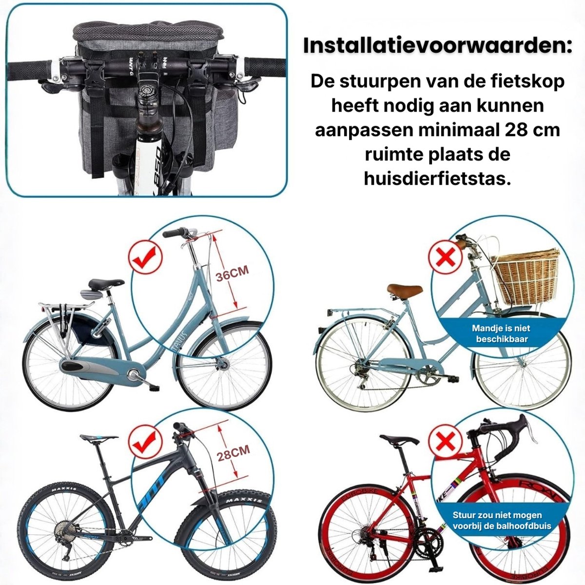 Bol.com Fietsmand Hond - Hondenmand Fiets - Fietsmand Hond Voorop - Fietstas Hond Voorop - Fietsmand Hond Elektrische Fiets aanbieding