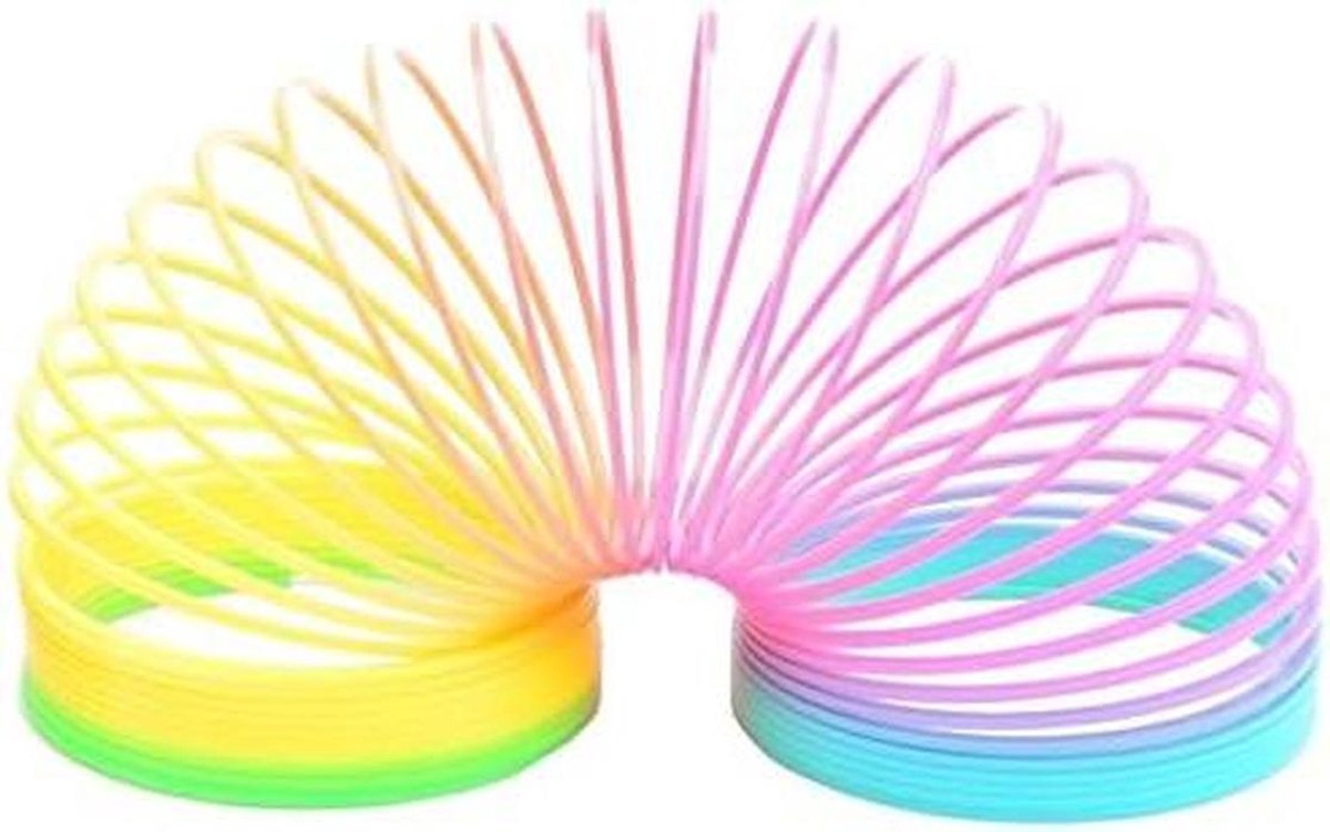 Regenboog Trapveer - Spiraalveer Speelgoed - Kinderspel Verrijken - Klassieke Neon Kleur - 105 cm - Neon Regenboog