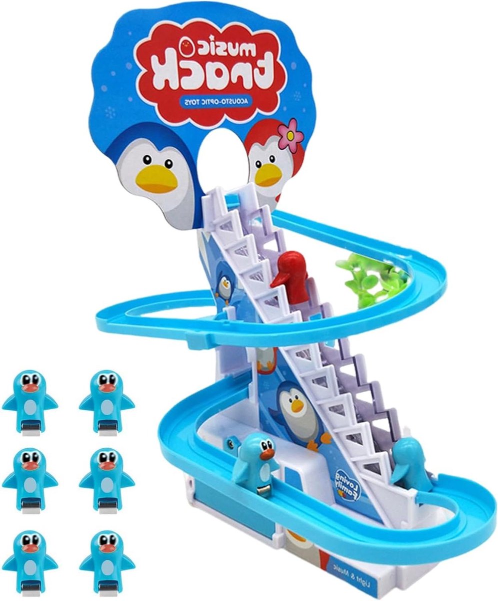 Pinguïns Glijbaan Speelset - Klimpinguïns Speelgoed - Kinderen Amuseren - Met Licht en Muziek - 6 Pinguïns - Meerkleurig
