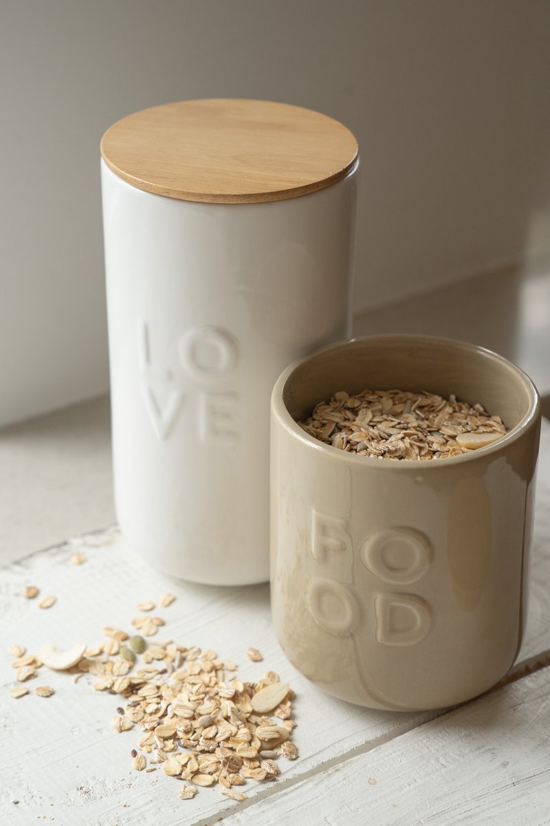 Zusss Voorraadpot Keramiek Met Deksel Food Beige