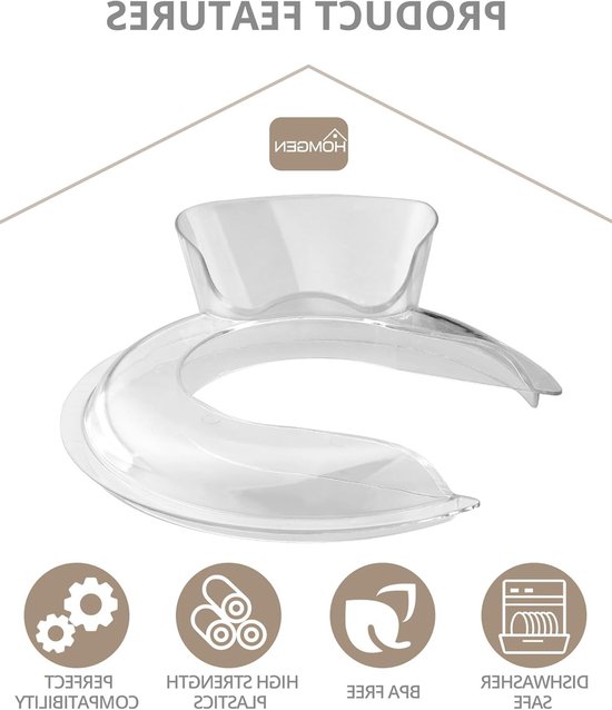 Moulding Bescherming voor 4.5 en 5 Quart Blender met Kantelkop, Transparante Spatbescherming voor RVS en Glazen Kom, Keukenaccessoire voor Veiligheid en Hygiëne — afbeelding 2