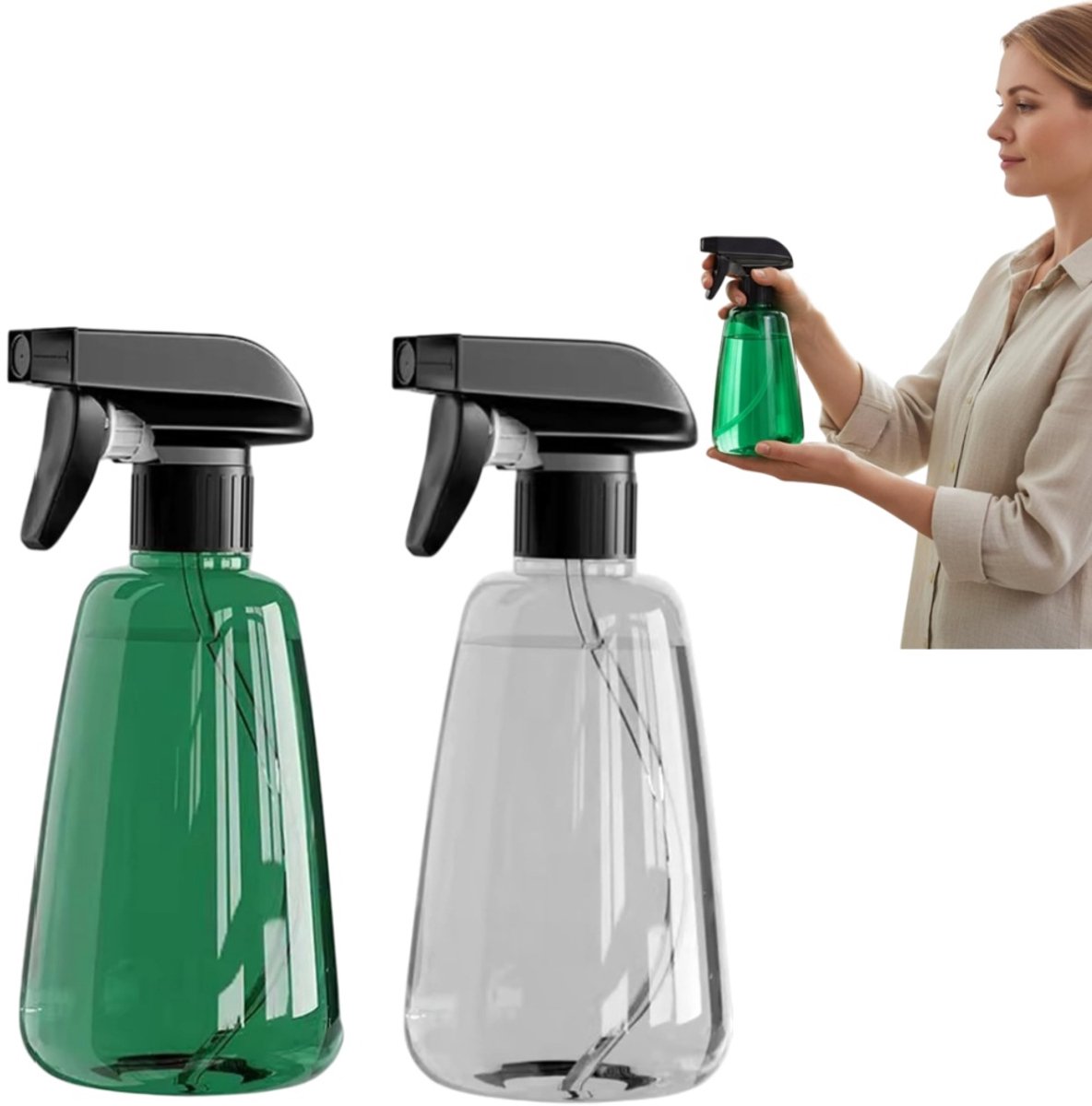 2 stuks - 500 ml plantenspuit voor thuisgebruik - 360° draaibare waterdispenser - gieter voor de tuin - multifunctionele luchtbevochtiger - 5,8*20,5 cm - Geschikt voor dagelijks gebruik in huis, tuin en salon - Groen/grijs