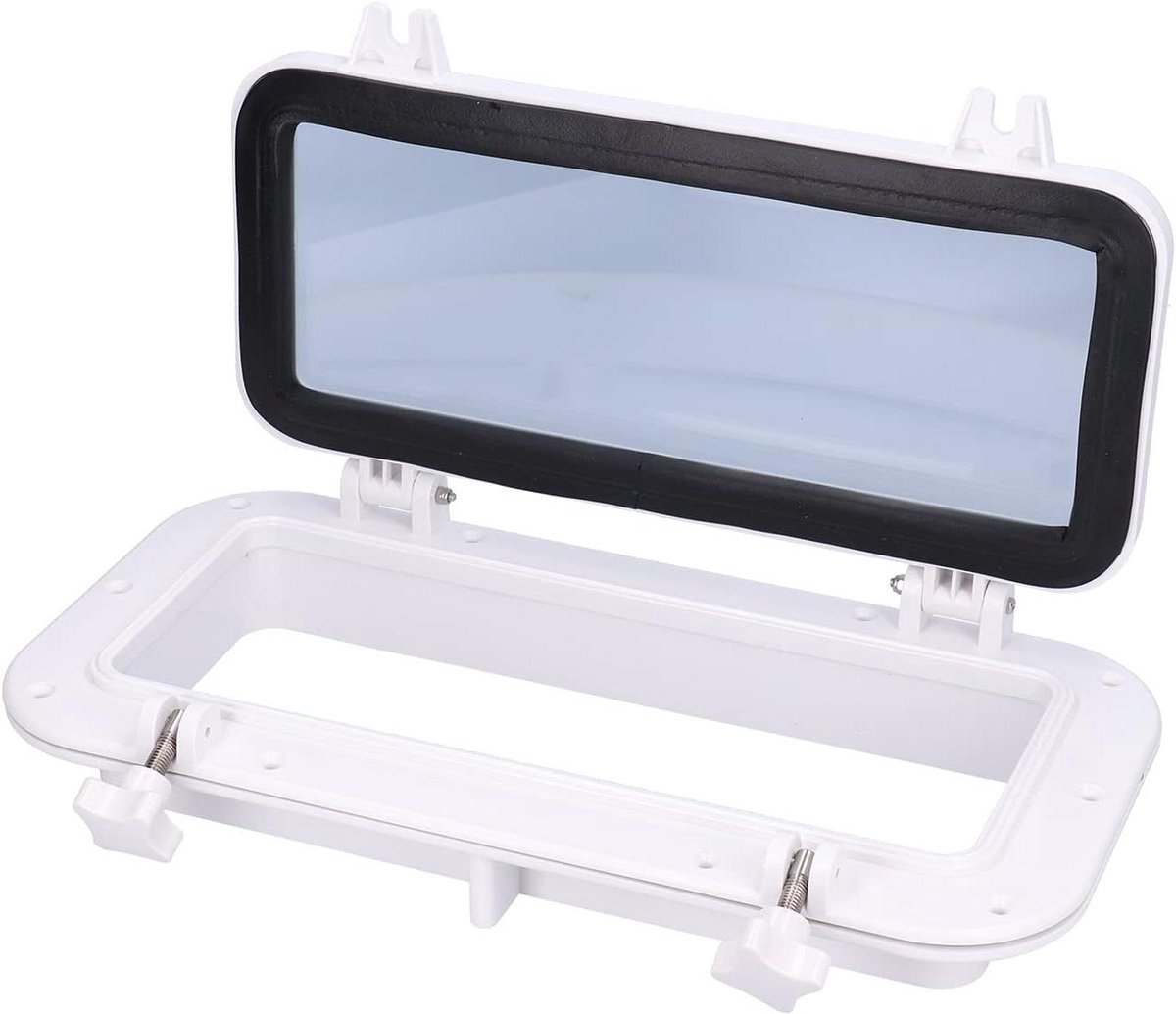 Rechthoekig Bootraam - Scheepsraam Openbaar - Varen - Gehard Glas - 40 x 21 cm - Wit