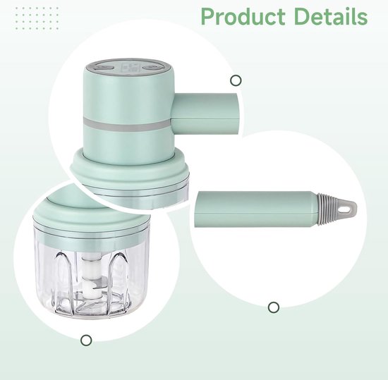 Oplaadbare Handmixer - Keukenapparaat - Eieren Kloppen - 2-in-1 Functie - 25 cm - Groen van Merkloos — afbeelding 5