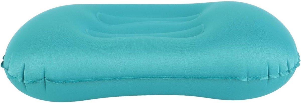 SEAFRONT Opblaasbaar Kampeerkussen, TPU-materiaal, Ultralichte Neksteun voor Reizen, Wandelen en Kantoordutje, 17,7x12,6x4,7in voor Ultiem Comfort (Pauw blauw)