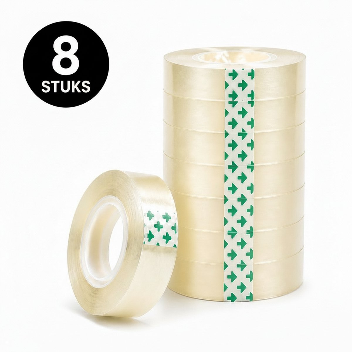 Plakband Rollen 8 Stuks – Transparant Plakband voor Plakbandhouder – Plakband Rollen 15mm x 33m – Sterke Kleefkracht – Kantoor, School & Thuis