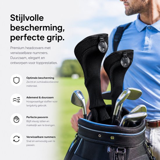 BOTC Golfclubhoofdhoes voor driver fairway - 3 stuks houten Hoofdhoezen - Golfaccessoires - Hybride Hoofdhoezenset met labels van BOTC — afbeelding 3
