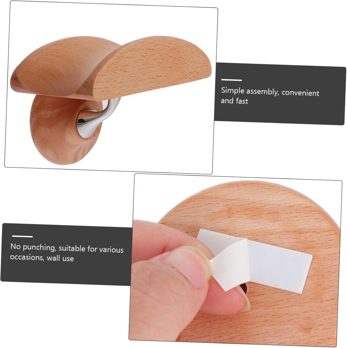 Koptelefoonstandaard Hout - Hoofdtelefoonhouder Muur - Opbergen Oortjes - Massief Houten Constructie - 2 Sets - Houtkleur — cadeau in Gadgets - foto 4