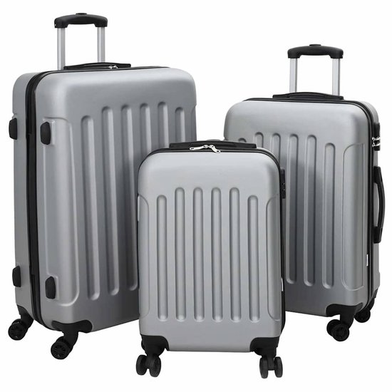 vidaXL Koffer met slot 3 st zilver 50 × 31 × 78 cm ABS Kunststof