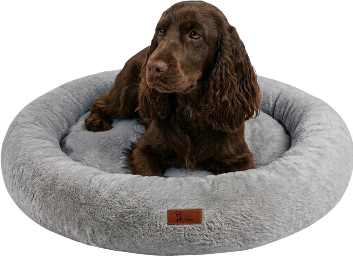 Pet Perfect Orthopedische Hondenmand – Donut Hondenmand – Hondenkussen – Hondenbed – Wasbaar - 80 cm - Grijs