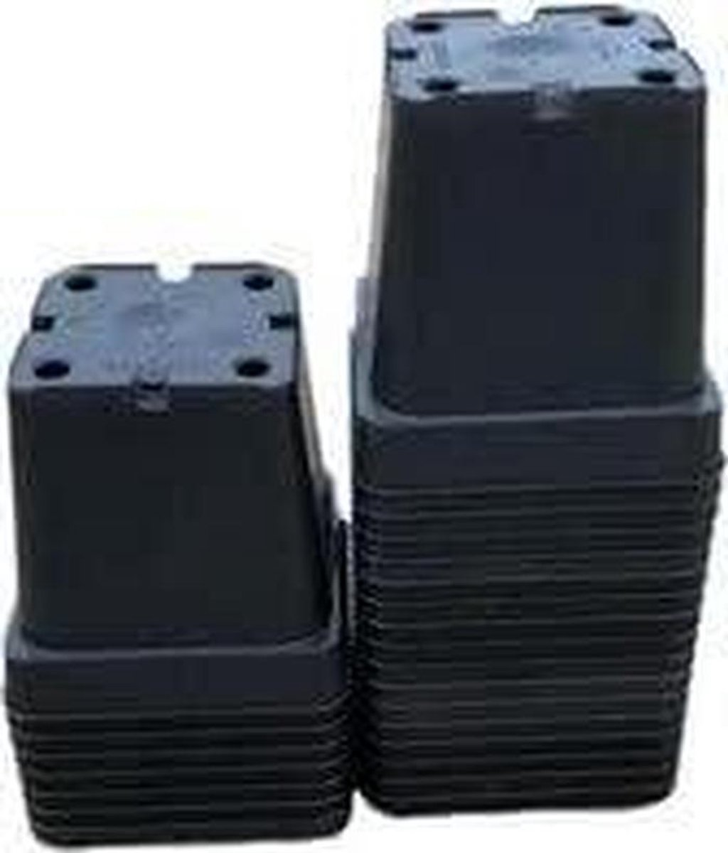 Kweekpotten Zwart - Plantenbakjes Zaaien - Planten Kweken - Met Drainage Gaten - 12x12x12 cm - Zwart
