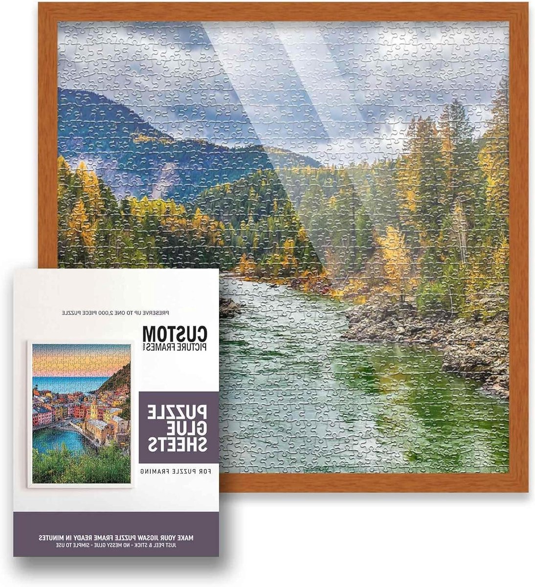 Puzzel Frame Kit - Fotolijst Puzzel - Kunst Tonen - Compleet met Lijmvellen - 45x45 cm - Lichtbruin