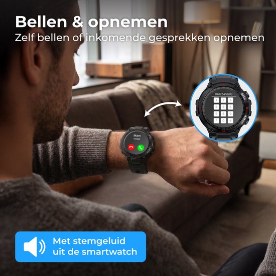 Nuvance Outdoor Smartwatch - 45 mm - IP67 Waterdicht - Bluetooth Smartwatch voor Dames en Heren - Smartwatches - Sporthorloge