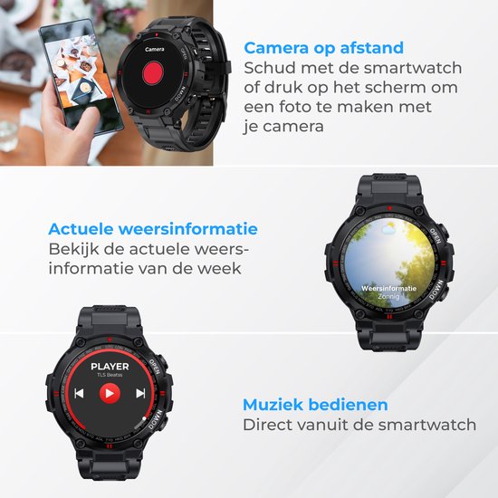 Nuvance Outdoor Smartwatch - 45 mm - IP67 Waterdicht - Bluetooth Smartwatch voor Dames en Heren - Smartwatches - Sporthorloge