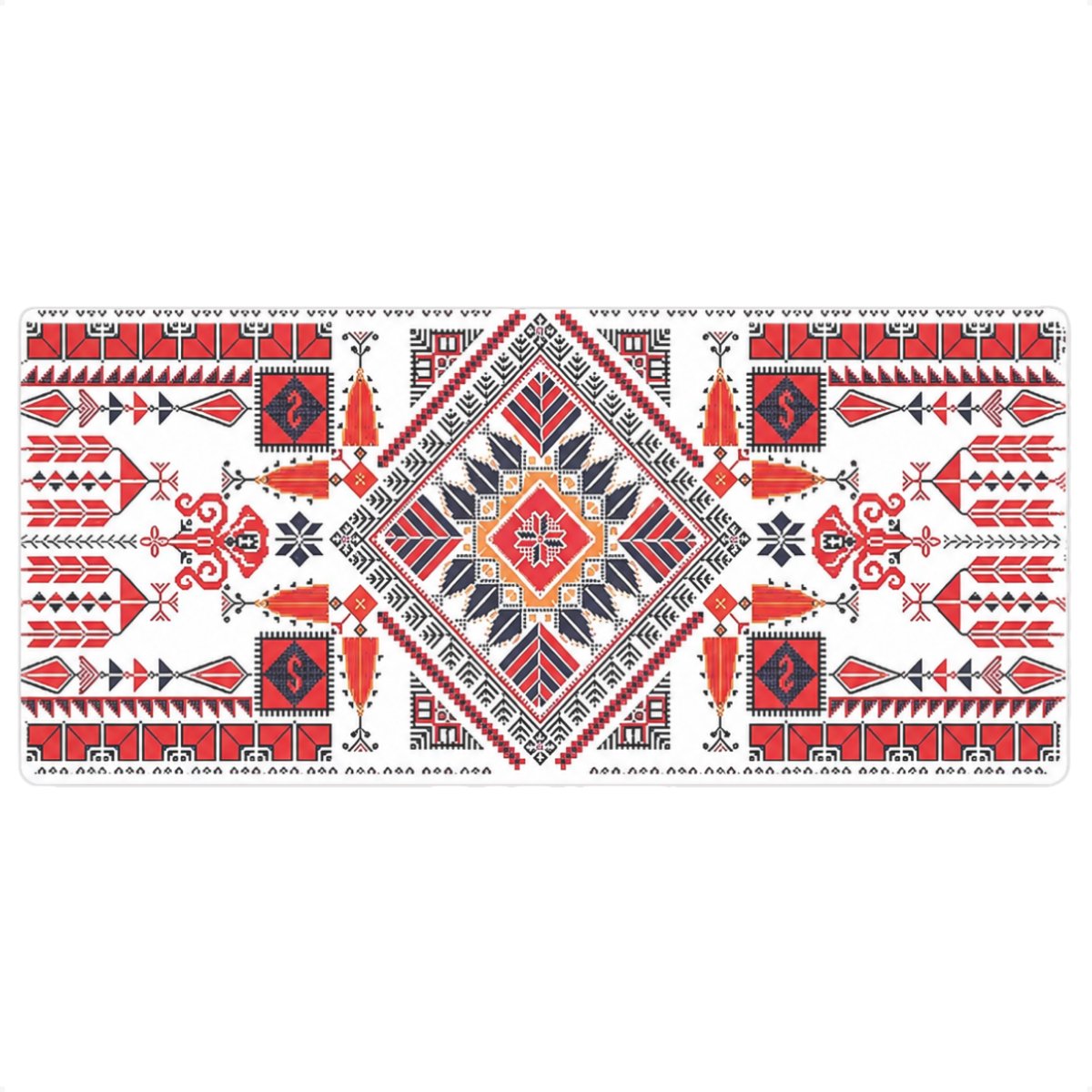 Perzisch Tapijt Muismat XL - 60 x 30 cm - Anti-Slip Rubber Onderkant - Rood & Wit