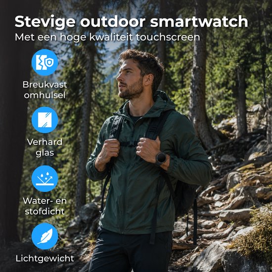 Nuvance Outdoor Smartwatch - 45 mm - IP67 Waterdicht - Bluetooth Smartwatch voor Dames en Heren - Smartwatches - Sporthorloge