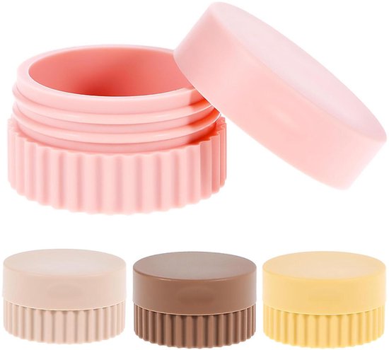 mini crème potjes - 4 ST. - 25 ml - Siliconen - Herbruikbaar - Lege potjes met deksel - Cosmetica potje - Lege Potjes - Reispotjes Hervulbaar klein - Milieuvriendelijk - zalfpotjes, reiscosmetica, lekvrije reisflessen - reisbenodigdheden