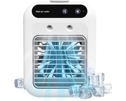KZQ Mini-Koelventilator 4-in-1 – 500 ml, 3 snelheden, 2 nevelmodi, oplaadbaar, voor thuis, kantoor of camping