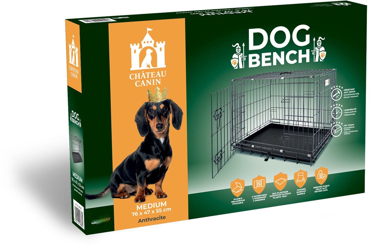Hondenbench - hondenkooi - draadkooi - grijs S -61x44x50